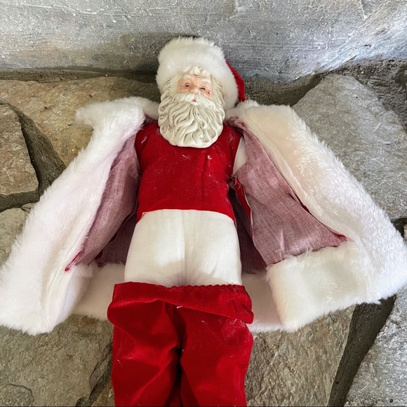 Vintage 16” Soft Body Porcelain Santa Doll Figure - Picture 9 of 11